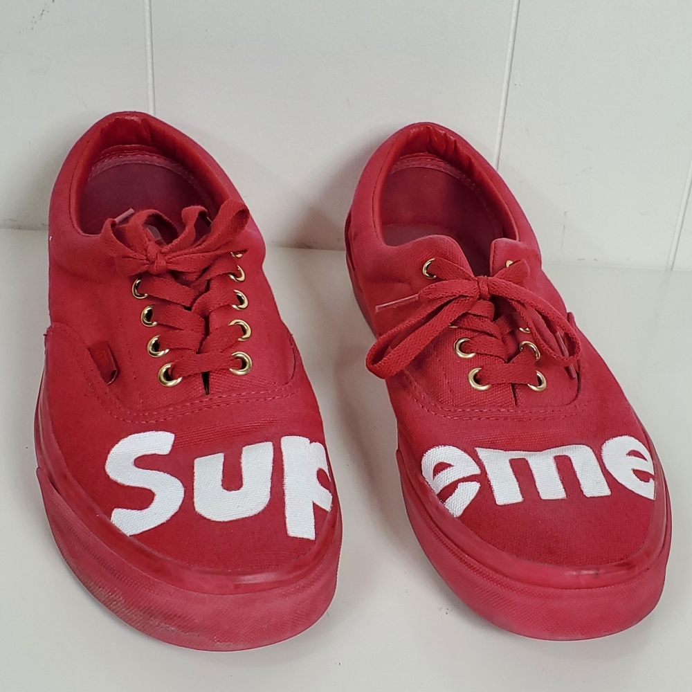 Vans red and white supreme skater sneakers men size 10